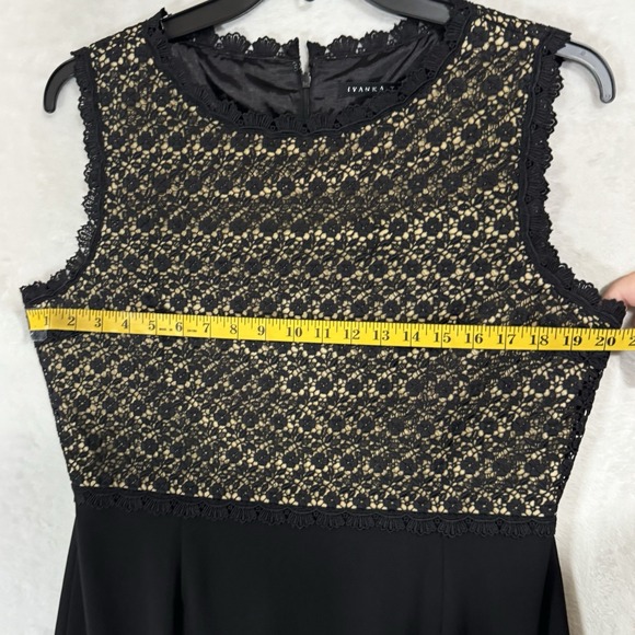 NEW Ivanka Trump Sleeveless Sheath Dress Size 16 Black Beige Floral Crochet Chic - Picture 10 of 14
